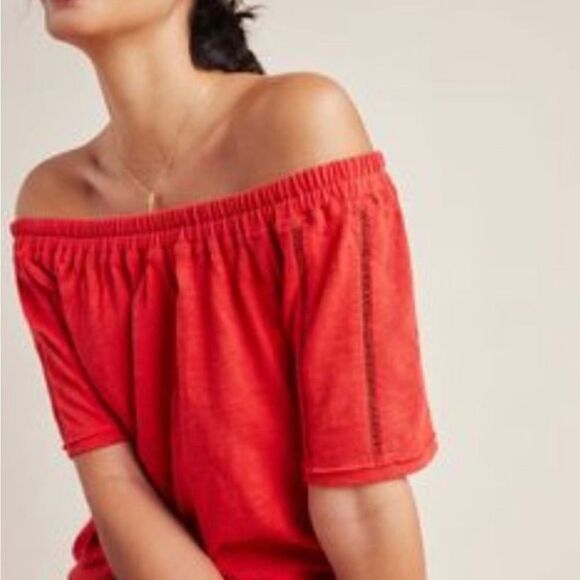Saturday Sunday Tops - Anthropologie Saturday Sunday Felicia Red Off the Shoulder Top Blouse